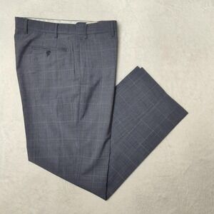 Zanella Pants Mens 36x31 Gray Wool Plaid Devon Dress Slacks Italy Trousers Suit